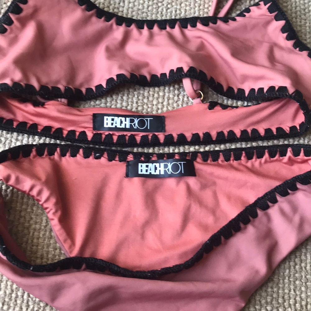 Beach Riot Peach Bikini with Black Trim